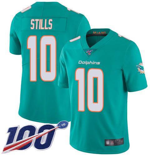 Nike Miami Dolphins #10 Kenny Stills Aqua Green Team Color Men Stitched NFL 100th Season Vapor Limited Jersey->miami dolphins->NFL Jersey
